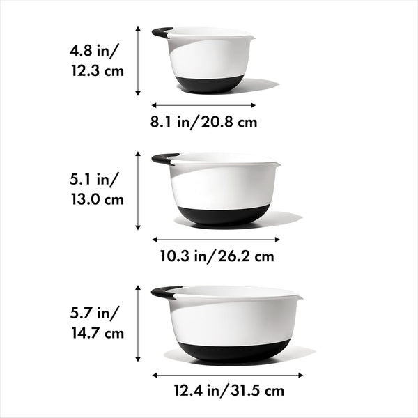 OXO Good Grips 3-Piece Plastic Mixing Bowl Set - Black & White2