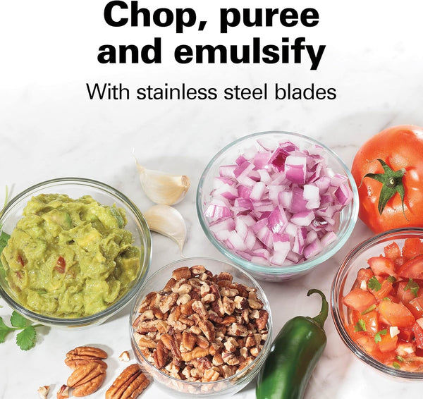 3 Cup Electric Vegetable Chopper & Mini Food Processor | Simple Stack & Press Design | 350 Watts & Stainless Steel Blades for Dicing, Mincing & Puree | Dishwasher Safe | Black4