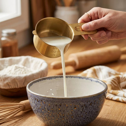 Stainless Steel Metal 3/4 Cup Measuring Cups, 2 Pack, Gold Finish3
