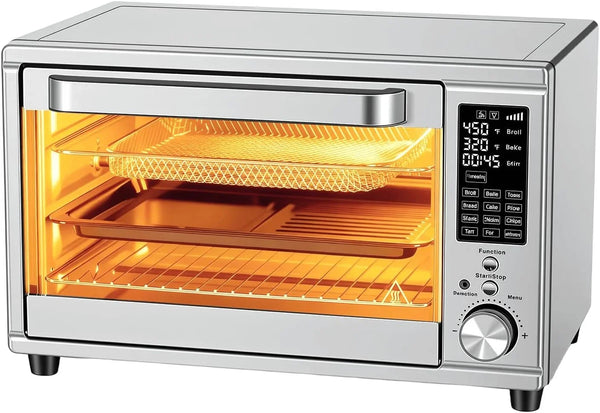 Toaster Oven Countertop, 29.6QT Air Fryer Toaster Oven Combo, 12-In-1 with Smart Probe, Broil, Bake, Toast & Specialized Presets, Temp up to 450°F, 6 Accessories Included, Stainless Steel1