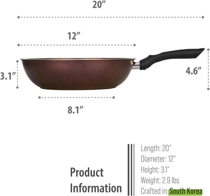 '- Art Pan 12" Wok/Stir-Fry Pan, Coated 5 Times with Teflon Select Non-Stick Coating (PFOA Free) - Made in Korea5