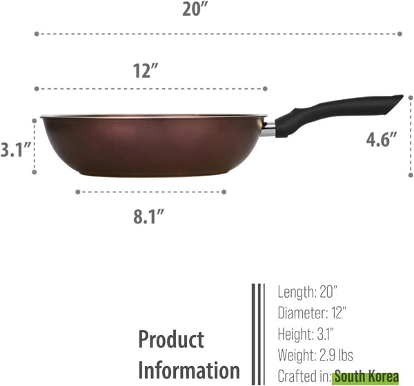 '- Art Pan 12" Wok/Stir-Fry Pan, Coated 5 Times with Teflon Select Non-Stick Coating (PFOA Free) - Made in Korea5