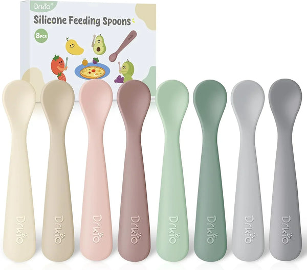 8 Pcs Silicone Baby Spoons Infant Utensils for First Stage Feeding | Soft Chewable Tips Soothe Gums, Encourages Self-Feeding, Ideal for Infant Led Weaning , Bpa-Free, Dishwasher & Boil-Safe1