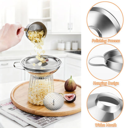 Canning Funnel with Strainer, Wide Mouth Funnels for Filling Wide and Regular Mason Jars, Food Grade Stainless Steel Canning Supplies for Kitchen Use, 3 Pack (Small and Large)5