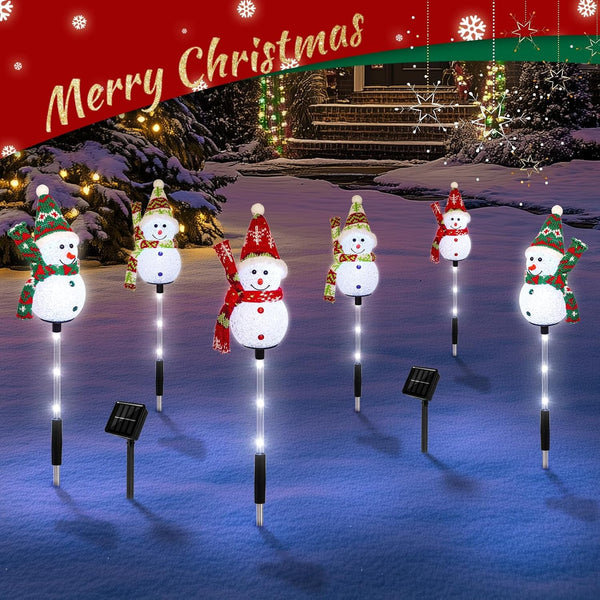 Solar Snowman Christmas Pathway Lights, Cool White, 3 Pack6