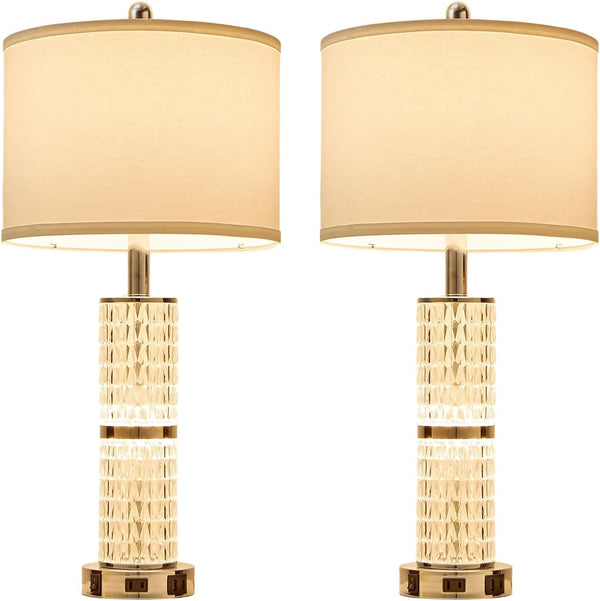 Crystal Table Lamps Bedside for Living Room Bedroom with USB Ports6