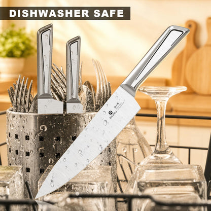14Pcs Knife Set, Sleek White Minimalist Kitchen Cutlery Set | Built-In Sharpener, High Carbon Stainless Steel Kitchen Knives, Dishwasher Safe, Gift for Home Cooks & Chefs, Utility Knives6