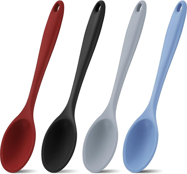 4 Pcs Silicone Cooking Spoons 10.6" Large, Spoon, Fashionable Color1