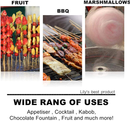 6" Natural Bamboo Skewers for Bbq，Appetiser，Fruit，Cocktail，Kabob，Chocolate Fountain，Grilling，Barbecue，Kitchen，Crafting and Party. Φ=4Mm, More Size Choices 8"/10"/12"/14"/16"/30"(100 PCS)7