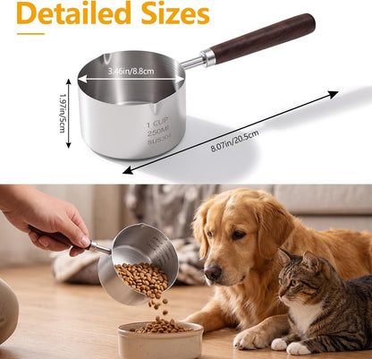 Pet Food Scoop, 1 Cup, 304 Stainless Steel, Wooden Handle2