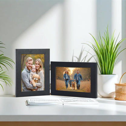 4X6 Double Hinged Picture Frame with Real Glass, PS04-BKD65