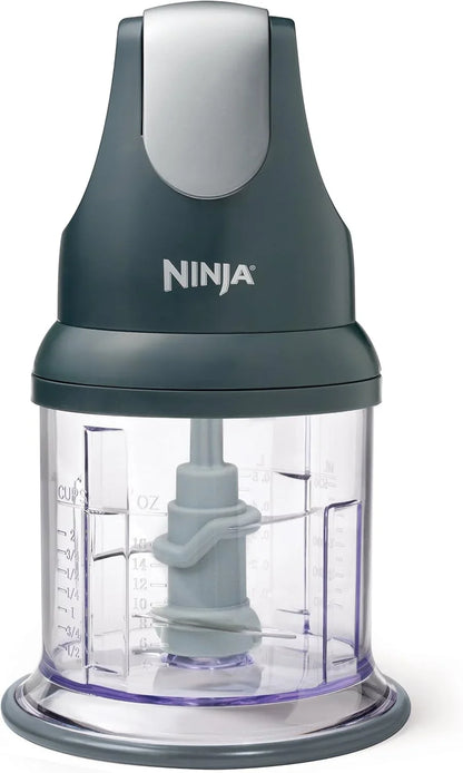 Ninja Express Chop Manual Food Processor, 16Oz Bowl, Gray, NJ100GR | One-Touch Pulse Chops, Grinds & Purees Garlic, Herbs, Nuts & More. 3-Cup Capacity, Stainless Blades, Dishwasher Safe.1