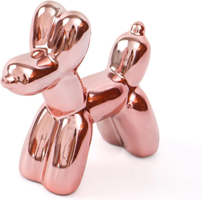 Cute Ceramics Pink Balloon Dog Statue Crafts Living Room Desktop Decorations,Handmade Modern Small Ceramic Animal Statue Ornament Home Decor Accents (Pink Balloon Dog)1