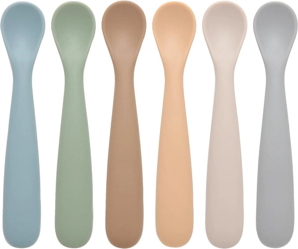 Baby Spoons, 6 Pack First Stage Silicone Feeding Spoons, BPA Free | Soft Tip Feeding Baby Utensils, Baby Led Weaning Supplies Training Spoons, Dishwasher and Boil Safe1