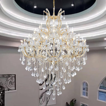 Large Gold Chandelier Light Fixtures - 36 Lights, 4 Layers Modern Crystal Chandeliers for Hotel, Lobby, Foyer, Entrance Hall, Staircase1
