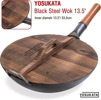 Carbon Steel Wok Pan 13,5“ with Premium Wok Cover 13,5 Inch Pan Lid9