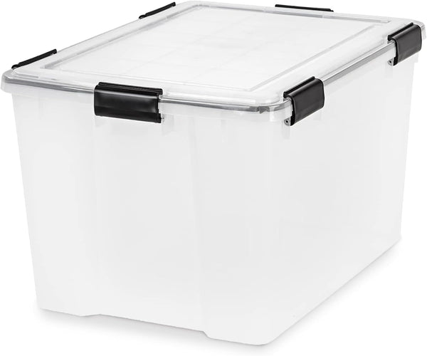 2 Pack Weatherpro Plastic Storage Bins with Lids, 74 Qt, Black4