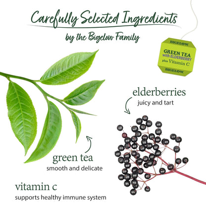 Green Tea Elderberry plus Vitamin C, Caffeinated, 18 Total Tea Bags (Pack of 1)7