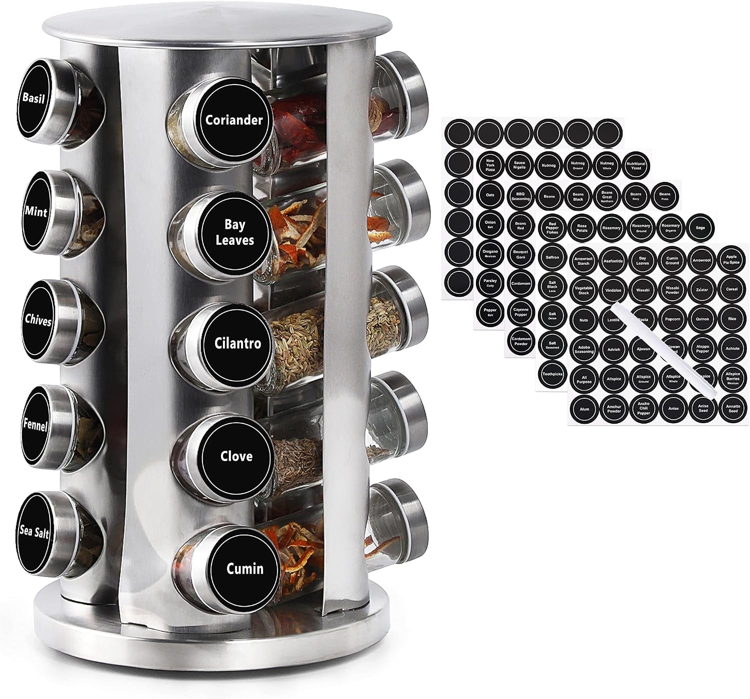 revolving-spice-rack-with-20-jars-rotating-spice-rack-organizer-seasoning-organizer-with-labels-stainless-steel-spice-carousel-for-kitchen-countertop-cabinet