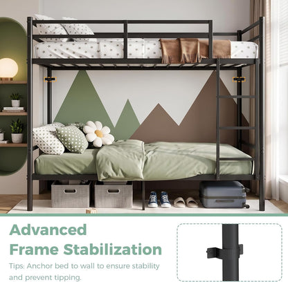 Metal Bunk Bed Twin over Twin for Kids and Teens, Noise-Free Design, Black7