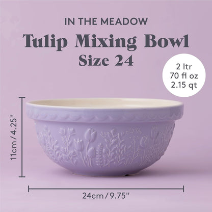 in the Meadow S24 Mixing Bowl, 2.15 Quart Mixing Bowl, Embossed Floral Tulip Design, Durable Ceramic Bowl for Baking Bread Dough, Cake Batter, Cookies & Kitchen Serving Bowl3
