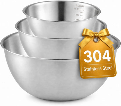 Stainless Steel Mixing Bowls Set,3 Pcs Meal Prep & Food Storage1