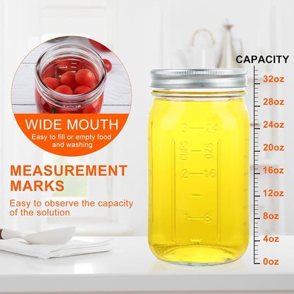 Wide Mouth Mason Jars with Lids 32 Oz, 12 Pack Quart Canning Jars | Clear Glass Mason Jars with Lids and Bands for Preserving, Canning, Meal Prep, Pickling5