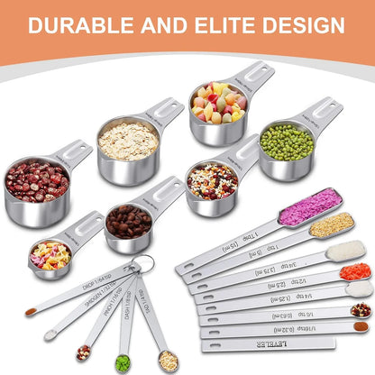 Stainless Steel Measuring Cups and Spoons Set (20 Piece)
