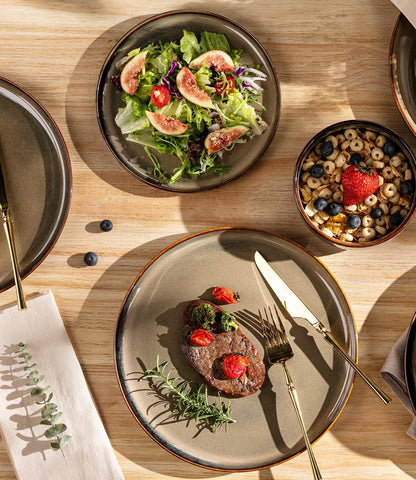 12-Piece Reactive Glaze Dinnerware Set for 4 (Plates+Bowl)