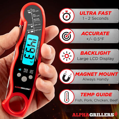 Digital Meat Thermometer Instant Read for Cooking & Grilling