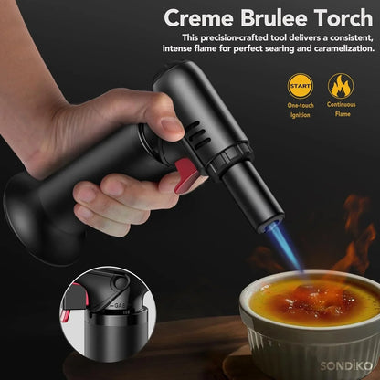 Butane Torch Lighter with Adjustable Flame & Fuel Window