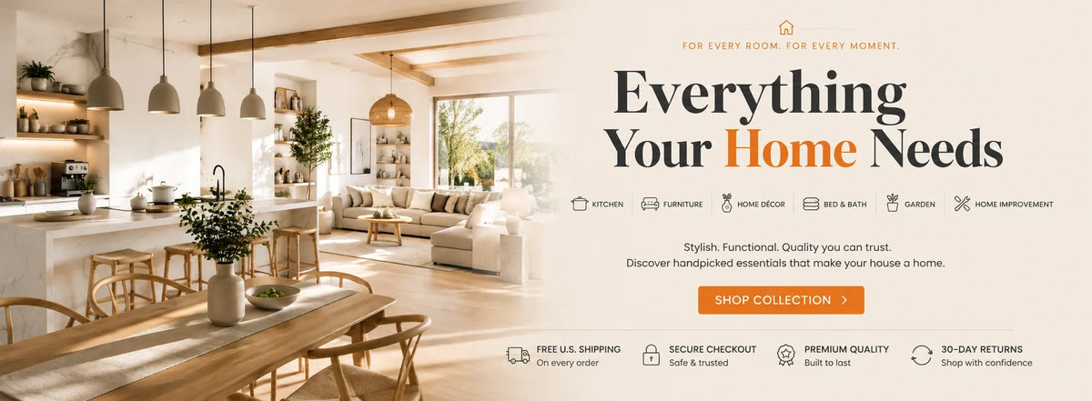 Modern open-concept living room and kitchen with wooden furniture, pendant lights, and home decor essentials