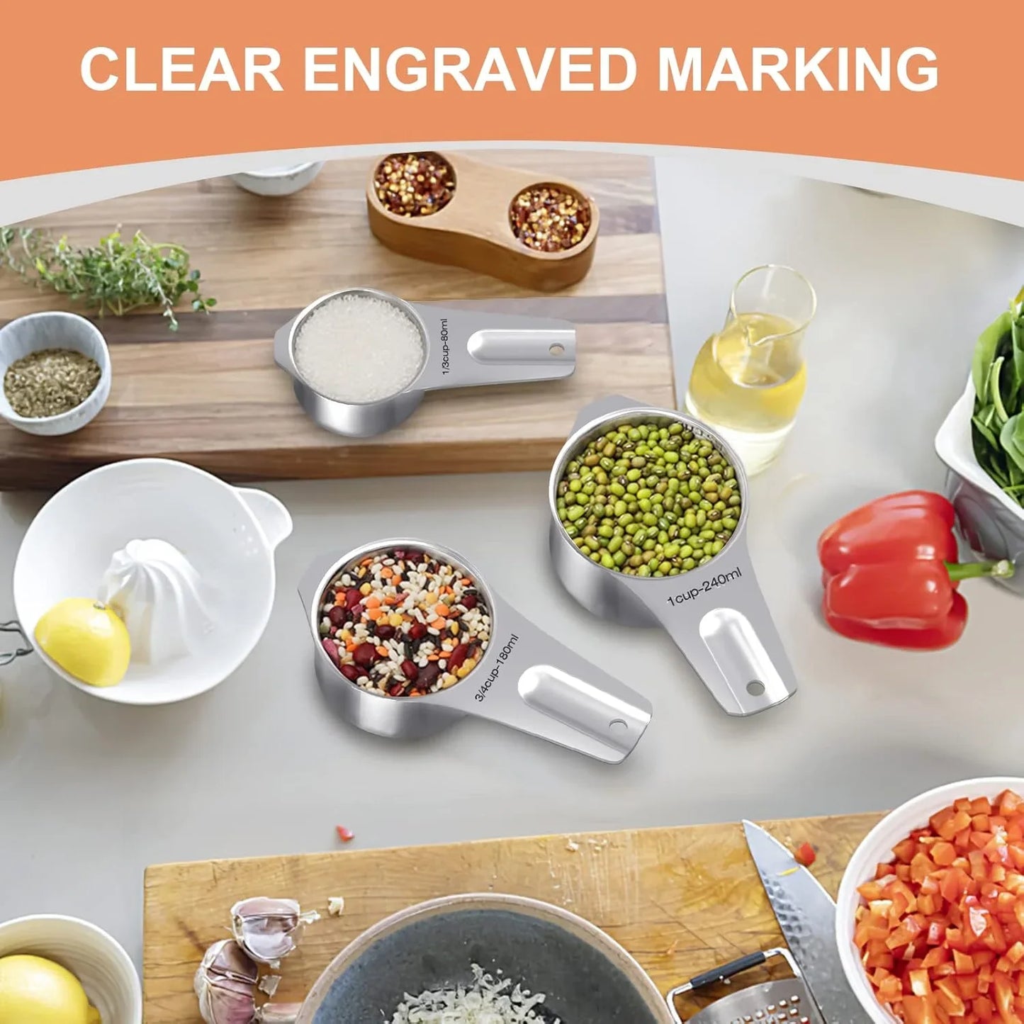 Stainless Steel Measuring Cups and Spoons Set (20 Piece)