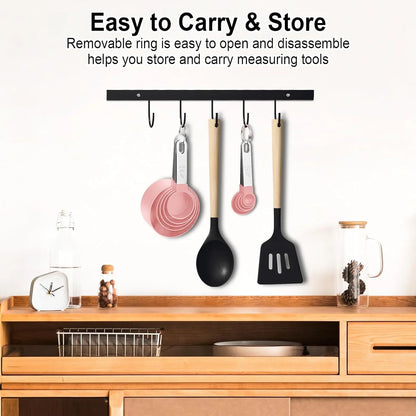 Pink Measuring Cups and Spoons Set (10 Piece, Stainless Steel)