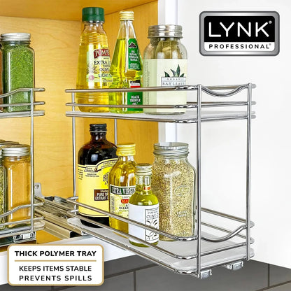 Pull Out Spice Rack Organizer, 2 Tier Slide Out Shelf