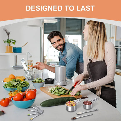 Stainless Steel Measuring Cups and Spoons Set (20 Piece)