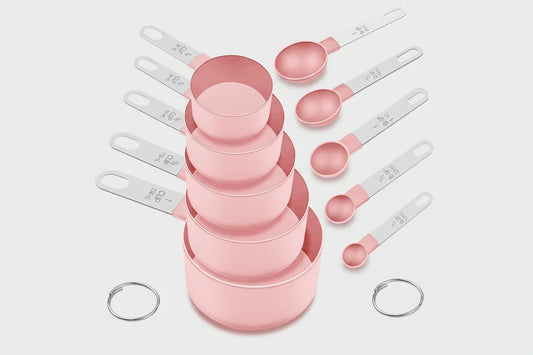 Pink Measuring Cups and Spoons Set (10 Piece, Stainless Steel)