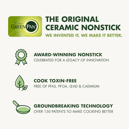 GreenPan original ceramic nonstick cookware features award-winning, toxin-free, patented cooking technology