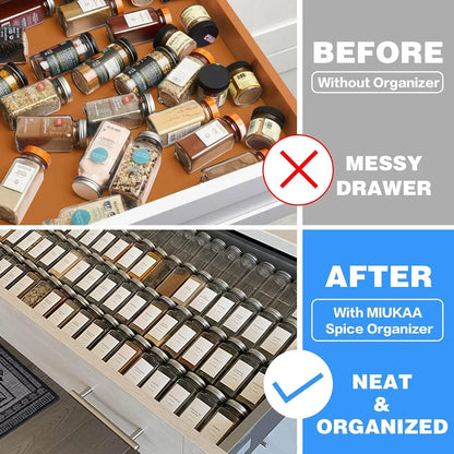 Clear Acrylic Spice Drawer Organizer, 4 Tier Expandable (2 Pack)