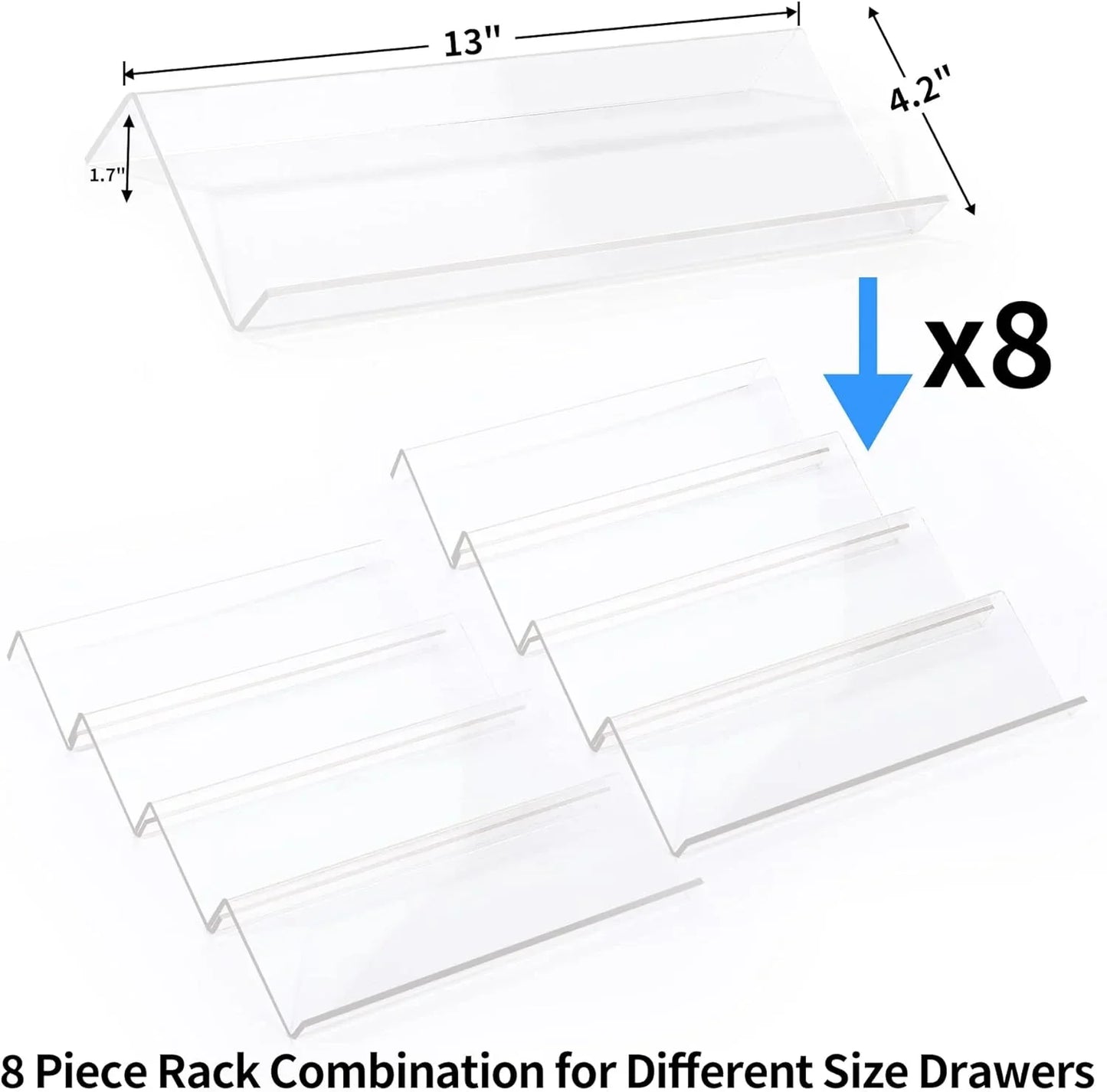 Clear Acrylic Spice Drawer Organizer, 4 Tier Expandable (2 Pack)