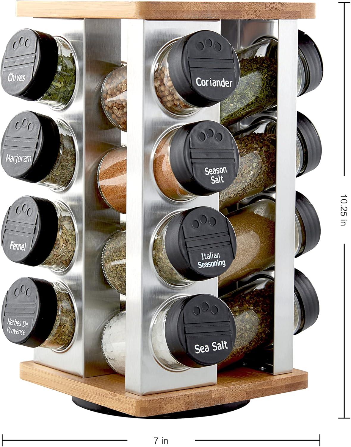 16 Jar Revolving Countertop Spice Rack with Spices & Refills