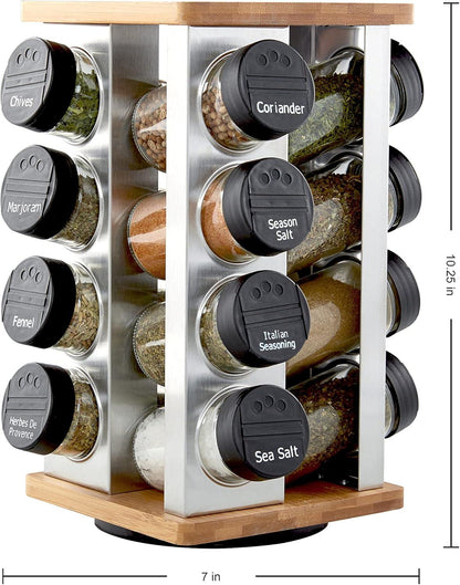 16 Jar Revolving Countertop Spice Rack with Spices & Refills