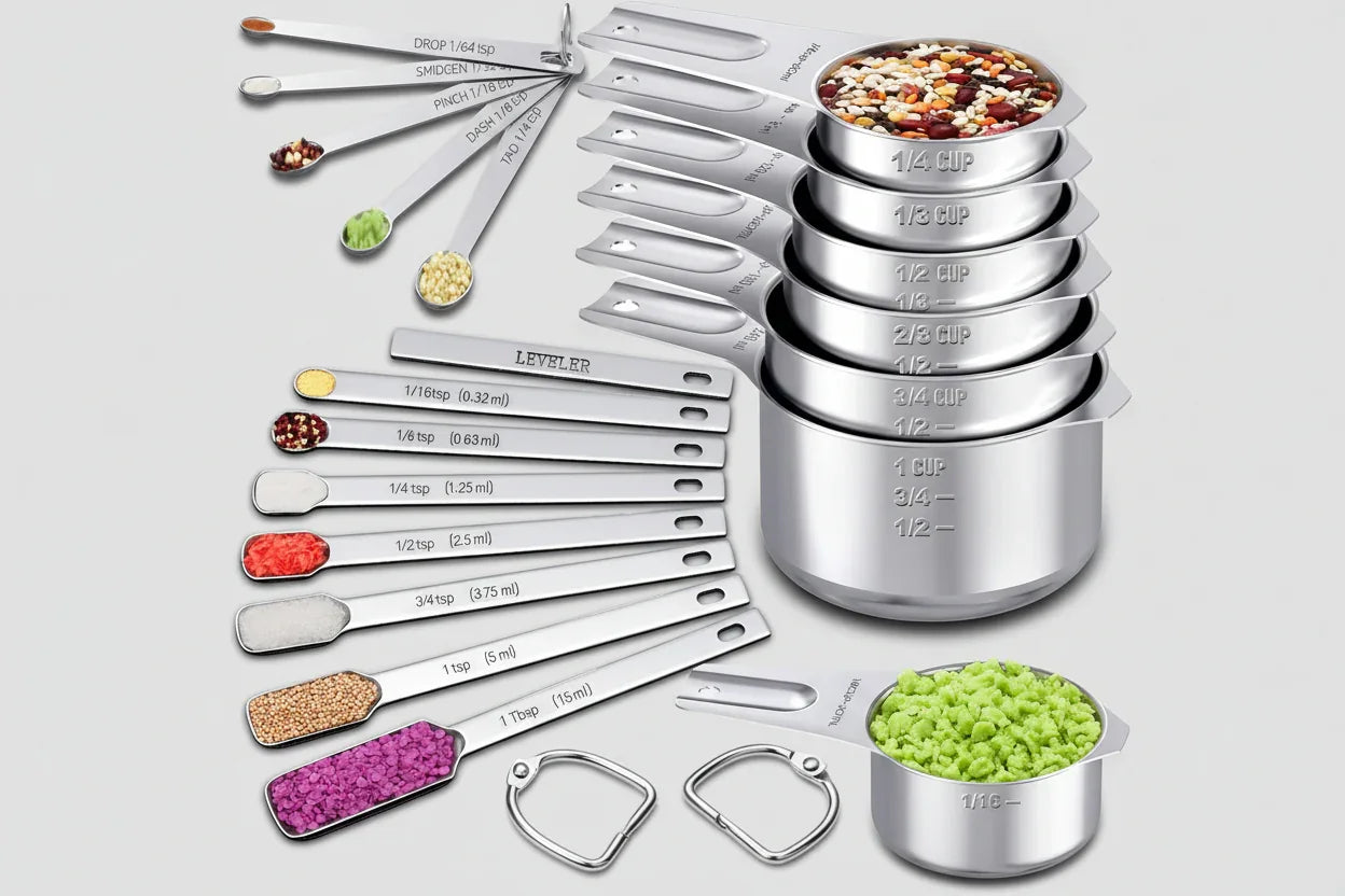 Stainless Steel Measuring Cups and Spoons Set (20 Piece)