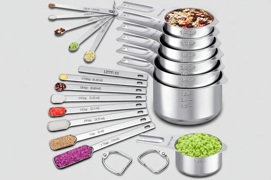 Stainless Steel Measuring Cups and Spoons Set (20 Piece)