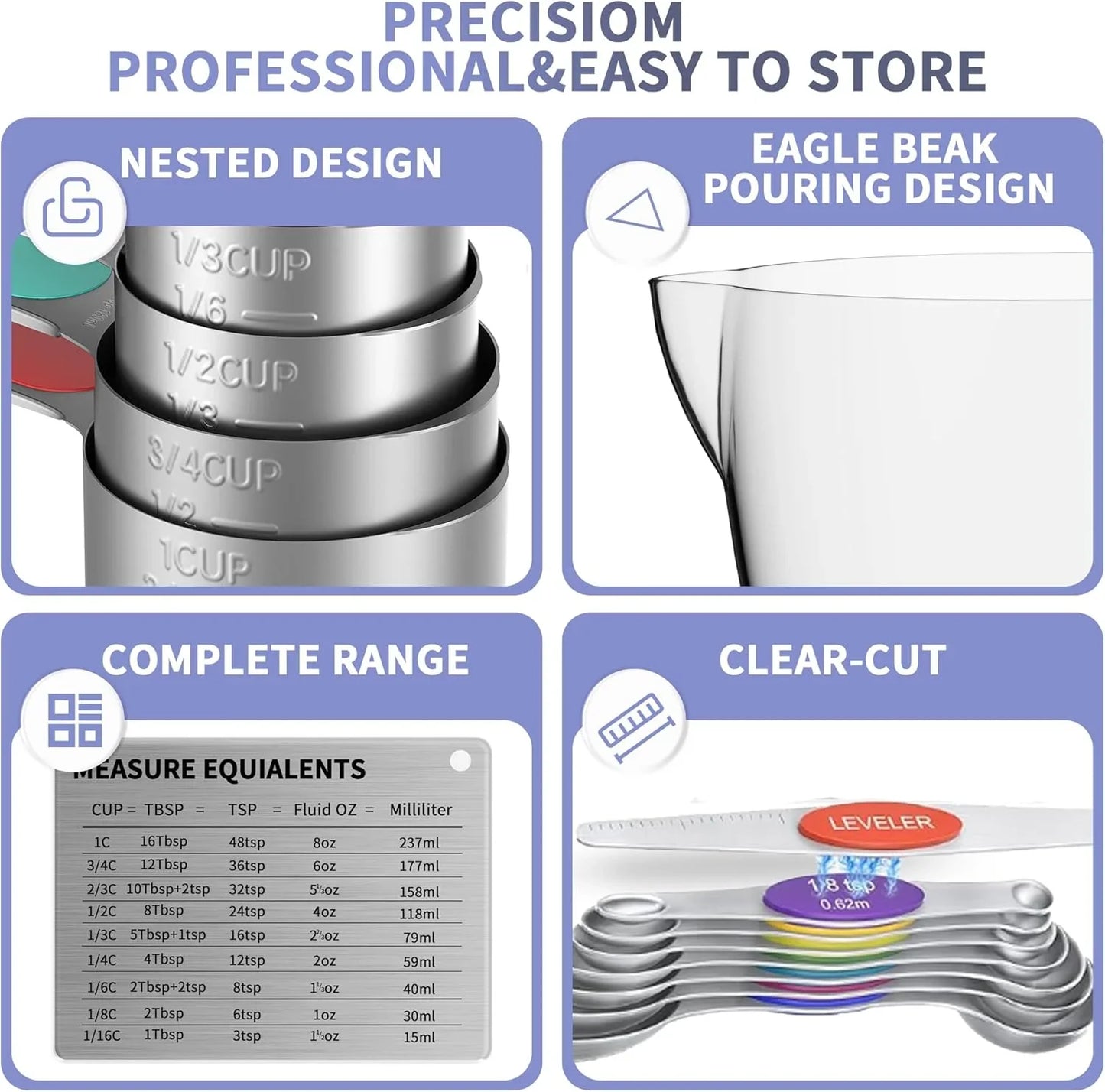 Magnetic Measuring Cups & Spoons Set with Liquid Cups
