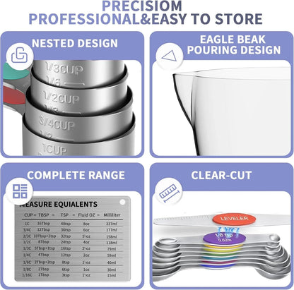 Magnetic Measuring Cups & Spoons Set with Liquid Cups