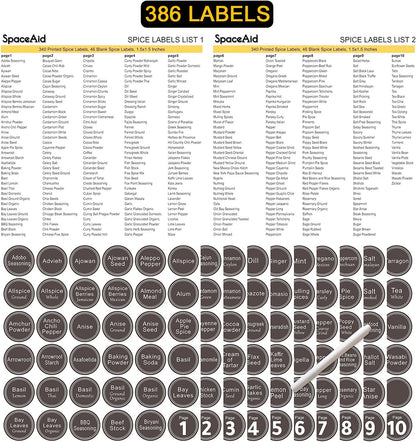 Waterproof spice label sheet with chalk marker and catalog, Simmerly Home kitchen storage